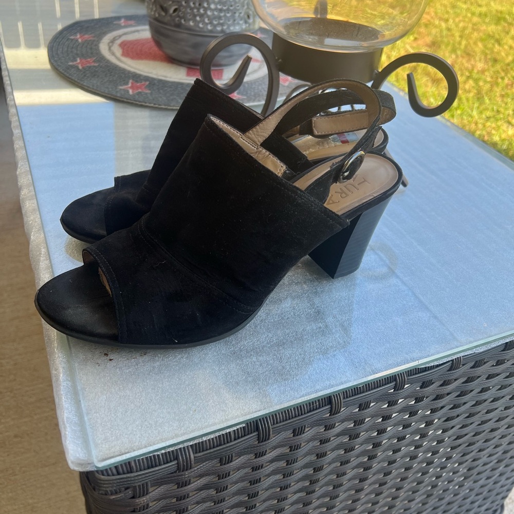 COPY - Exelle Black Suede Slingback Heels